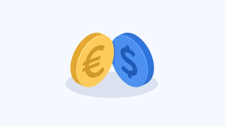 EUR/USD, isometric illustration