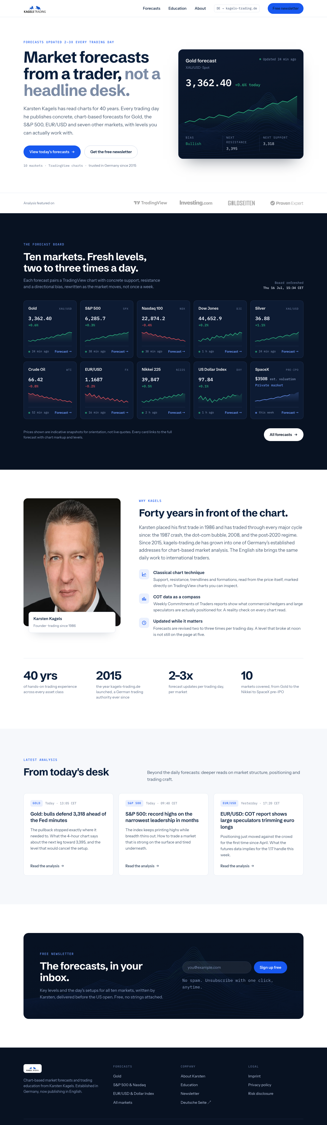 V3 concept, light Stripe-polished page with dark navy forecast board