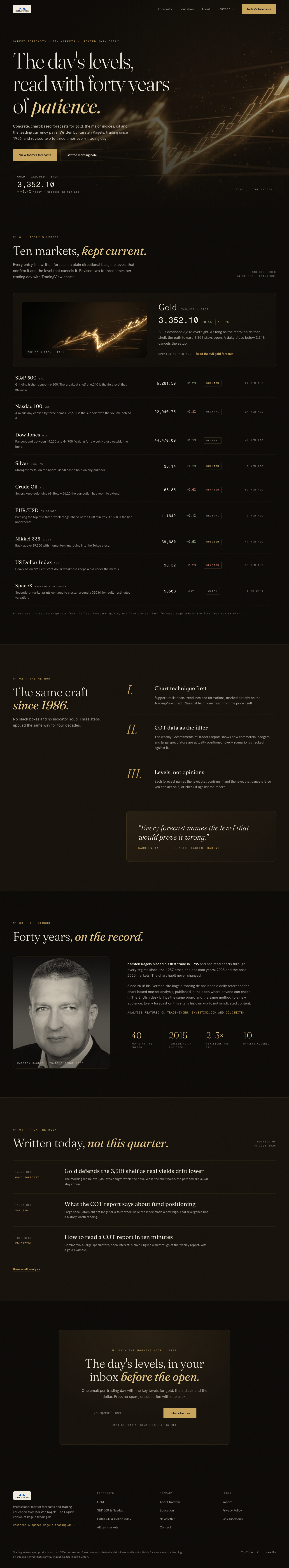 V6 concept, black and gold cinematic page with luminous chart film hero
